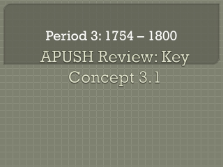 APUSH Review: Key Concept 3.1