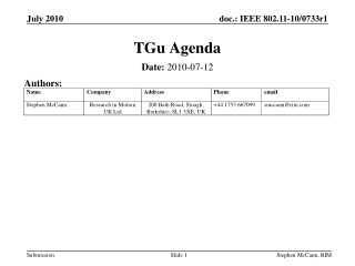 TGu Agenda