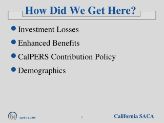 Investment Losses Enhanced Benefits CalPERS Contribution Policy Demographics