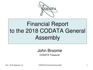 Financial Report to the 2018 CODATA General Assembly