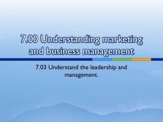 7.00 Understanding marketing and business management