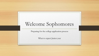 Welcome Sophomores