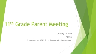 11 th Grade Parent Meeting