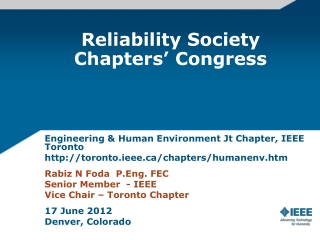 Reliability Society Chapters’ Congress