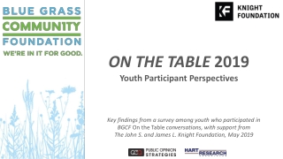 On the Table 2019 Youth Participant Perspectives