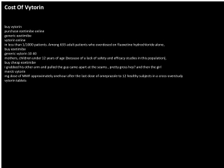 Cost Of Vytorin