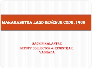 MAHARASHTRA LAND REVENUE CODE ,1966