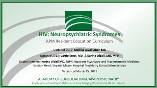 HIV: Neuropsychiatric Syndromes