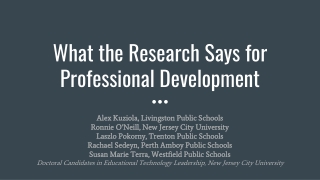 What the Research Says for Professional Development