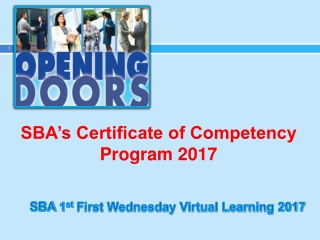 SBA 1 st First Wednesday Virtual Learning 2017