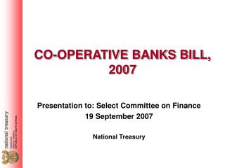 CO-OPERATIVE BANKS BILL, 2007