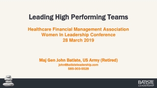 Leading High Performing Teams Healthcare Financial Management Association