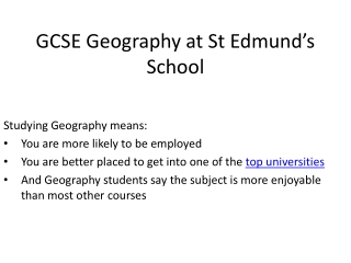 GCSE Geography at St Edmund’s School