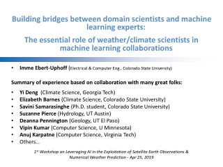 Building bridges between domain scientists and machine learning experts: