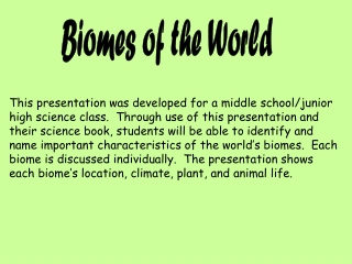 Biomes of the World