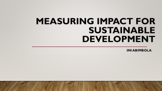 Measuring Impact For Sustainable Development