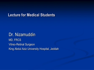 Lecture for Medical Students