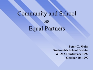 Community and School as Equal Partners