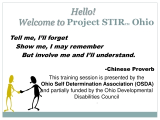 Hello! Welcome to Project STIR TM Ohio