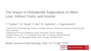 The Impact of Hidradenitis Suppurativa on Work Loss, Indirect Costs, and Income