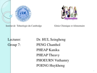 Institut de Tehnologie du Cambodge Génie Chimique et Alimentaire