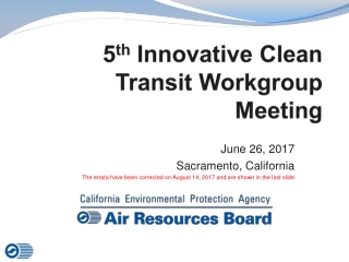 5 th Innovative Clean Transit Workgroup Meeting