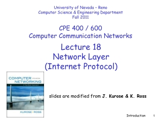 Lecture 18 Network Layer (Internet Protocol)