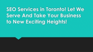 SEO Services in Toronto! Let We Serve And Take Your Business to New Exciting Heights!