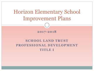 Horizon Elementary School Improvement Plans