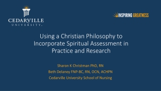 Using a Christian Philosophy to Incorporate Spiritual Assessment in Practice and Research
