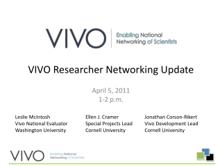 VIVO Researcher Networking Update