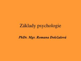 Základy psychologie