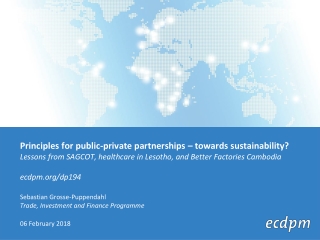 Principles for public-private partnerships – towards sustainability?