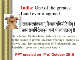 India: One of the greatest Land ever imagined
