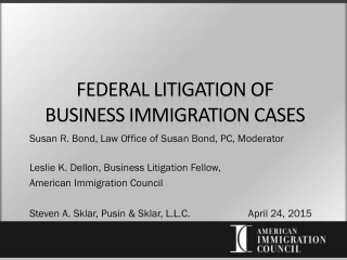 FEDERAL LITIGATION OF BUSINESS IMMIGRATION CASES