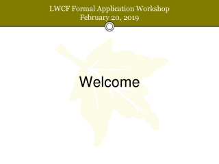 LWCF Formal Application Workshop February 20, 2019