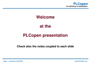 Welcome at the PLCopen presentation