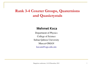 Rank 3-4 Coxeter Groups, Quaternions and Quasicrystals