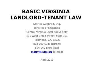 BASIC VIRGINIA LANDLORD-TENANT LAW