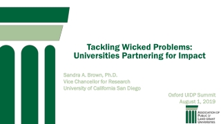 Tackling Wicked Problems: Universities Partnering for Impact