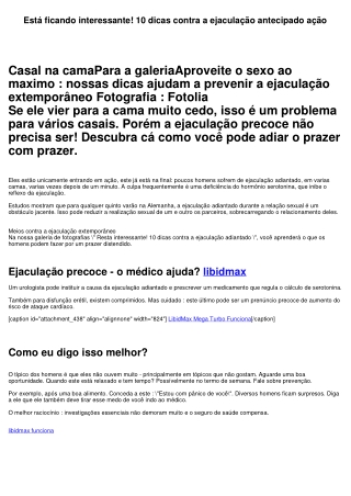 Está ficando interessante! 10 dicas contra a ejaculação adiantado ação