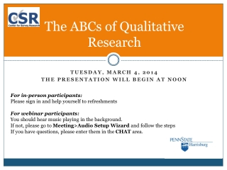 The ABCs of Qualitative Research