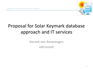 Proposal for Solar Keymark database approach and IT services