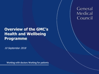 Overview of the GMC’s Health and Wellbeing Programme 10 September 2018