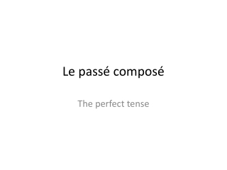 Le passé composé