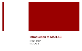 Introduction to MATLAB