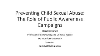 Preventing Child Sexual Abuse: The Role of Public Awareness Campaigns