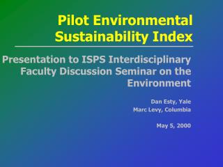 Pilot Environmental Sustainability Index