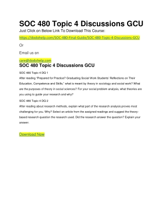 SOC 480 Topic 4 Discussions GCU