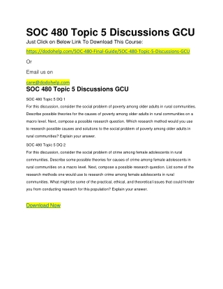 SOC 480 Topic 5 Discussions GCU